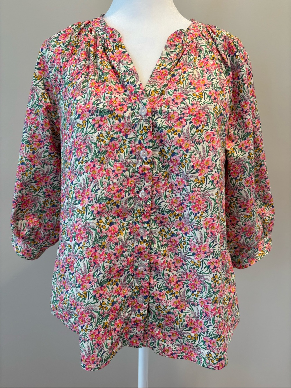 Avara Floral 1/2 Sleeve Top Womens Small Pink/Blue/Green/Yellow/Lavender